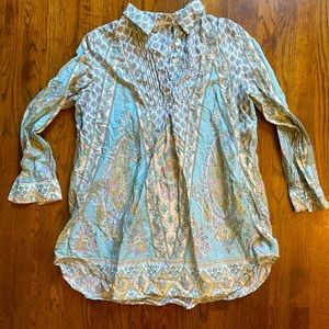 Soft Surroundings Boho Tunic Pastel 3 Button Size: XL
